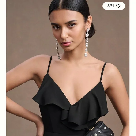 BHLDN Hailee Ruffle-Neck Wrap Georgette Gown - Picture 3 of 4